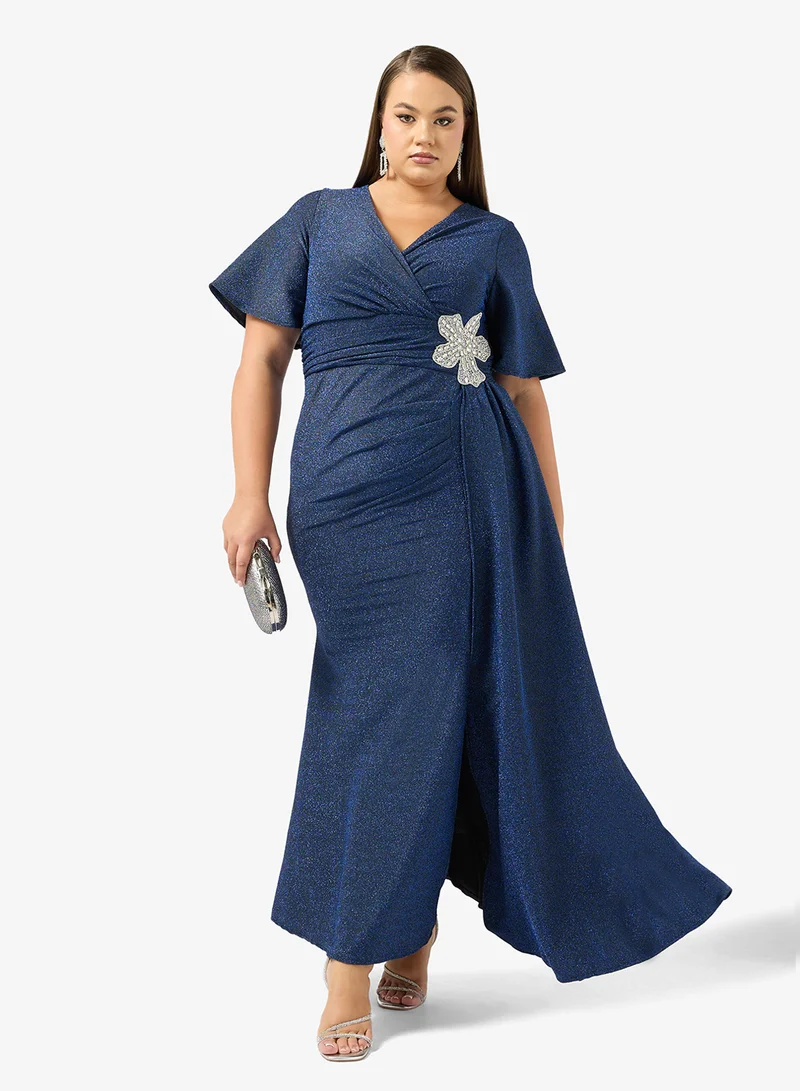 Ella Plus Plus Size Drapped Dress With Waist Ruching